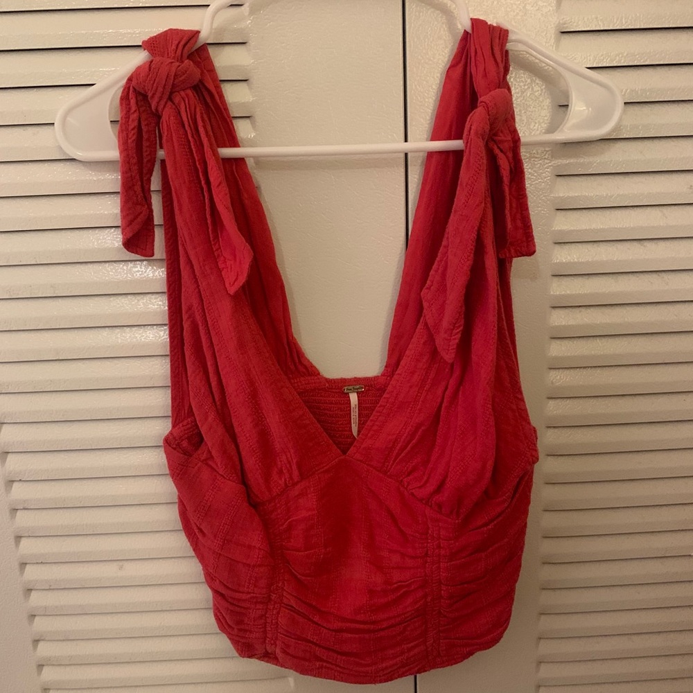 Free people coral colored tank cropped size small